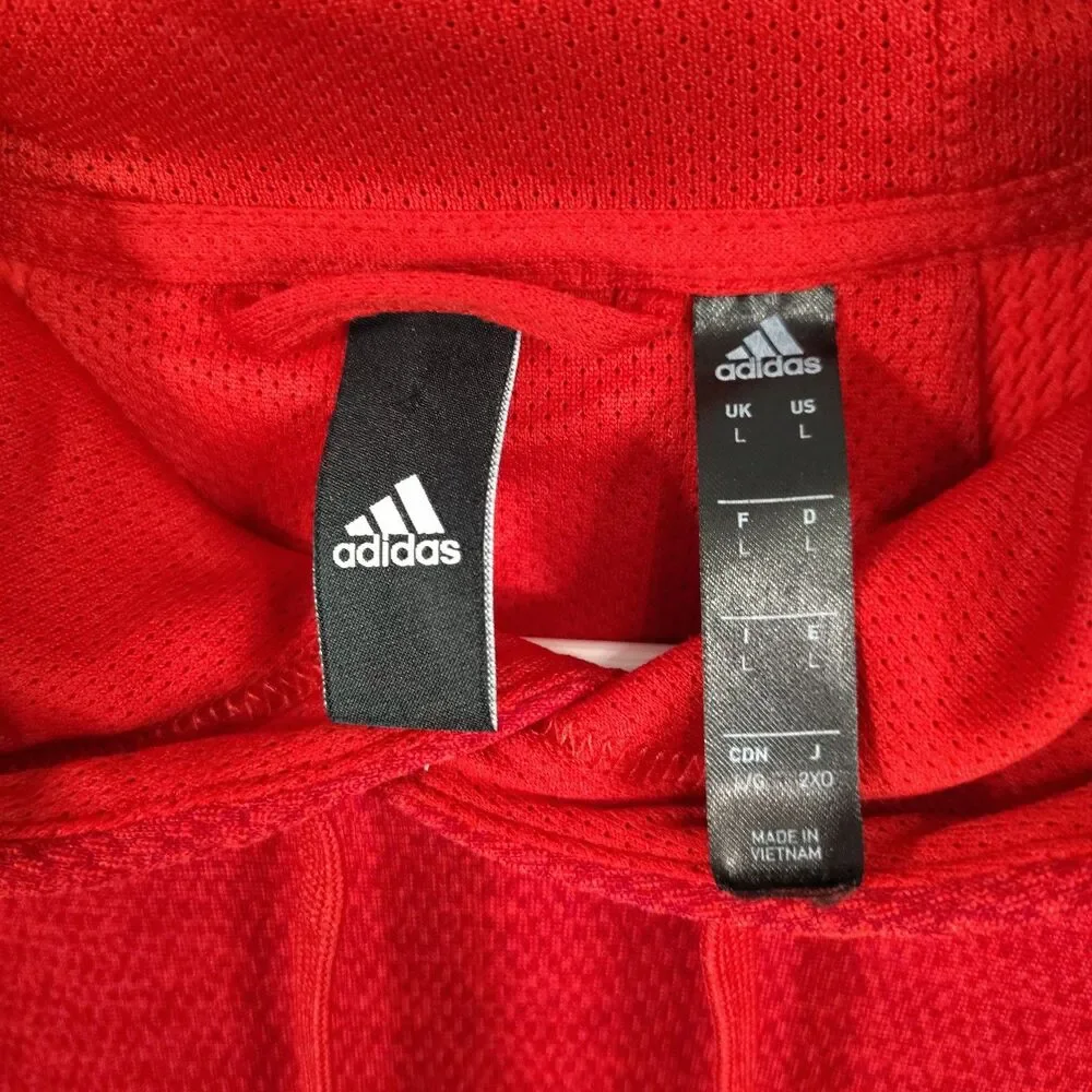 Adidas Red Pullover Hoodie Men's Large Athletic Training Sweatshirt Logo